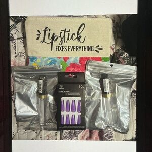 Lipstick Pouch with Nail Set n 2 lipgloss BNWT